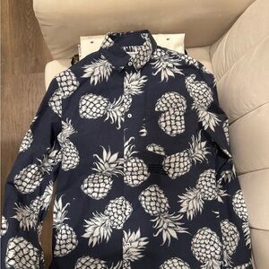 Valentino Navy Pineapple Print Men's Shirt